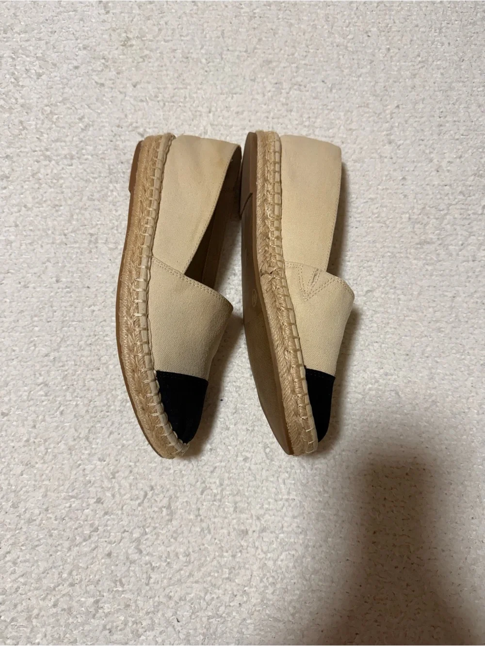 a new day Beige Canvas Espadrilles with Black Cap Toe